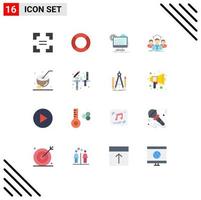 16 User Interface Flat Color Pack of modern Signs and Symbols of meeting teamwork account business update Editable Pack of Creative Vector Design Elements