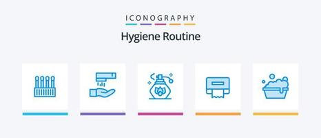 Hygiene Routine Blue 5 Icon Pack Including . washing. spray. cleaning. tissue. Creative Icons Design vector