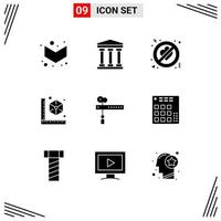 conjunto de 9 iconos modernos de la interfaz de usuario signos de símbolos para elementos de diseño vectorial editables del modelo de decoración romántica de corte de bandera vector