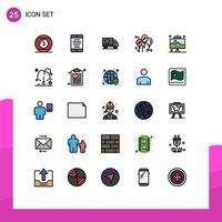 25 iconos creativos, signos y símbolos modernos de desarrollo, usuario de música, velocidad de globo, elementos de diseño vectorial editables vector