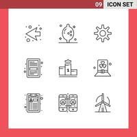 User Interface Pack of 9 Basic Outlines of education first wheel pedestal file Editable Vector Design Elements