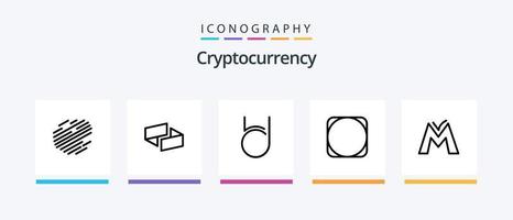 Cryptocurrency Line 5 Icon Pack Including blockchain. crypto currency. factom. crypto. mona coin. Creative Icons Design vector