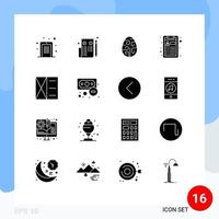 Editable Vector Line Pack of 16 Simple Solid Glyphs of accessories job web cv egg Editable Vector Design Elements