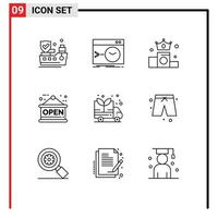 9 Universal Outline Signs Symbols of van energy business shop board Editable Vector Design Elements