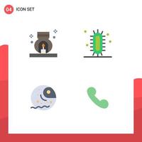 Mobile Interface Flat Icon Set of 4 Pictograms of burner distant spa learn giant Editable Vector Design Elements