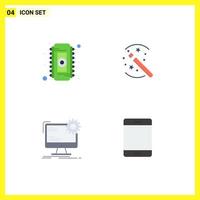 4 Thematic Vector Flat Icons and Editable Symbols of chip layout ram magic site Editable Vector Design Elements