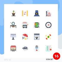 16 Flat Color concept for Websites Mobile and Apps beauty table industry hat alert factory Editable Pack of Creative Vector Design Elements