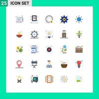 User Interface Pack of 25 Basic Flat Colors of world connect money settings business Editable Vector Design Elements