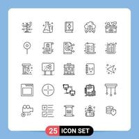 Group of 25 Lines Signs and Symbols for counter network islam share cloud Editable Vector Design Elements