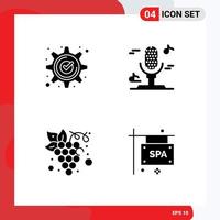 Modern Set of Solid Glyphs and symbols such as accept fruit gear microphone organic Editable Vector Design Elements