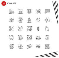 User Interface Pack of 25 Basic Lines of cancer awareness growth cryotherapy cryogenic Editable Vector Design Elements