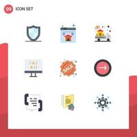 User Interface Pack of 9 Basic Flat Colors of sale badge delivery sync computer Editable Vector Design Elements