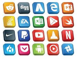 20 Social Media Icon Pack Including paypal swift overflow apps excel vector