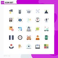 Set of 25 Modern UI Icons Symbols Signs for hat plane machine market unlock Editable Vector Design Elements