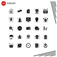 Set of 25 Modern UI Icons Symbols Signs for mark pin message map wedding Editable Vector Design Elements