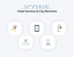 servicios de hotel y elementos de la ciudad paquete de iconos planos 5 diseño de iconos. hotel. Wifi. hotel. servicio. móvil vector