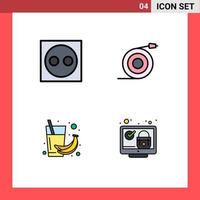 Filledline Flat Color Pack of 4 Universal Symbols of devices banana equipment flow fruit Editable Vector Design Elements