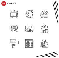 9 Thematic Vector Outlines and Editable Symbols of time write play edit sign Editable Vector Design Elements