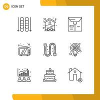 9 Universal Outlines Set for Web and Mobile Applications pipe drain e construction tv Editable Vector Design Elements
