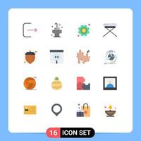 Mobile Interface Flat Color Set of 16 Pictograms of app hazelnut options food interior Editable Pack of Creative Vector Design Elements