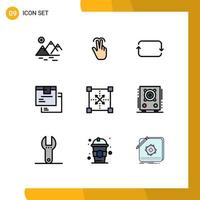 Modern Set of 9 Filledline Flat Colors and symbols such as product goods tab delivery sets Editable Vector Design Elements