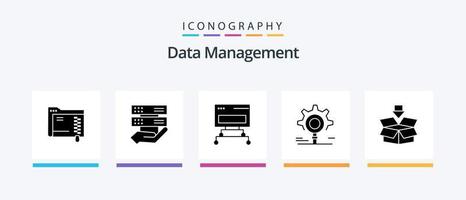 paquete de iconos de glifo 5 de gestión de datos que incluye investigación. compartir . base de datos. conexión. diseño de iconos creativos vector