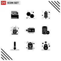 Stock Vector Icon Pack of 9 Line Signs and Symbols for money flow energy saver finance love Editable Vector Design Elements