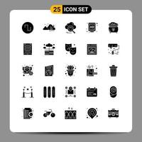 Modern Set of 25 Solid Glyphs and symbols such as coin street cloud billboard access Editable Vector Design Elements