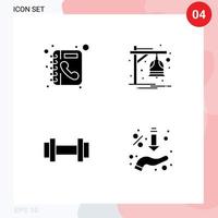 Universal Icon Symbols Group of 4 Modern Solid Glyphs of book sport phone book notification weight Editable Vector Design Elements