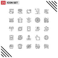 Modern Set of 25 Lines Pictograph of search engine share breakup network preparation Editable Vector Design Elements