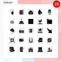 Modern Set of 25 Solid Glyphs Pictograph of hardware computers up add marketing Editable Vector Design Elements