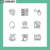 Group of 9 Modern Outlines Set for navigation map web guatemalan quetzal Editable Vector Design Elements