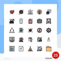 Pictogram Set of 25 Simple Filled line Flat Colors of chatting writer pool typewriter printer Editable Vector Design Elements