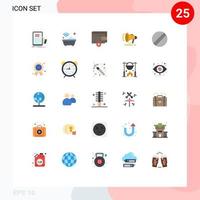 paquete de 25 signos y símbolos de colores planos modernos para medios de impresión web, como elementos de diseño de vectores editables de billetera de altavoz de pala de voz