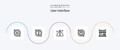 User Interface Line 5 Icon Pack Including store. market store. error. market. heart vector