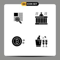 4 iconos creativos signos y símbolos modernos de lectura de línea bitcoin relajación dinero elementos de diseño vectorial editables vector