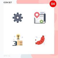 Set of 4 Vector Flat Icons on Grid for basic cancel setting route hand Editable Vector Design Elements