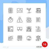 User Interface Pack of 16 Basic Outlines of girl baby drink ok list Editable Vector Design Elements