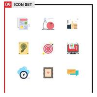 Flat Color Pack of 9 Universal Symbols of strategy speaker business sound solution Editable Vector Design Elements