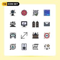 16 User Interface Flat Color Filled Line Pack of modern Signs and Symbols of decision balance compliance code browser Editable Creative Vector Design Elements