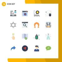 Group of 16 Flat Colors Signs and Symbols for scroll computer web phone contact Editable Pack of Creative Vector Design Elements
