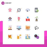 Flat Color Pack of 16 Universal Symbols of delete smartphone face security mobile Editable Pack of Creative Vector Design Elements