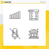 Group of 4 Filledline Flat Colors Signs and Symbols for connection school eye shadow mic money Editable Vector Design Elements