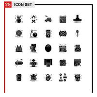 User Interface Pack of 25 Basic Solid Glyphs of front combine car increase browser Editable Vector Design Elements