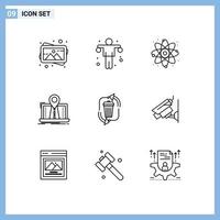 9 Creative Icons Modern Signs and Symbols of waste gps atom system navigation Editable Vector Design Elements