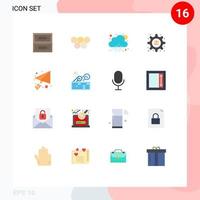 Group of 16 Flat Colors Signs and Symbols for send email rainy product options Editable Pack of Creative Vector Design Elements