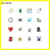 Universal Icon Symbols Group of 16 Modern Flat Colors of setting solution tree idea education Editable Pack of Creative Vector Design Elements