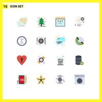 Universal Icon Symbols Group of 16 Modern Flat Colors of setting solution tree idea education Editable Pack of Creative Vector Design Elements