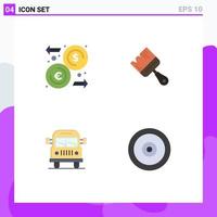 4 Flat Icon concept for Websites Mobile and Apps dollar van transfer construction education Editable Vector Design Elements