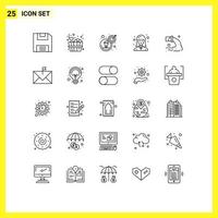 Editable Vector Line Pack of 25 Simple Lines of sewage pollution business man pipe student Editable Vector Design Elements